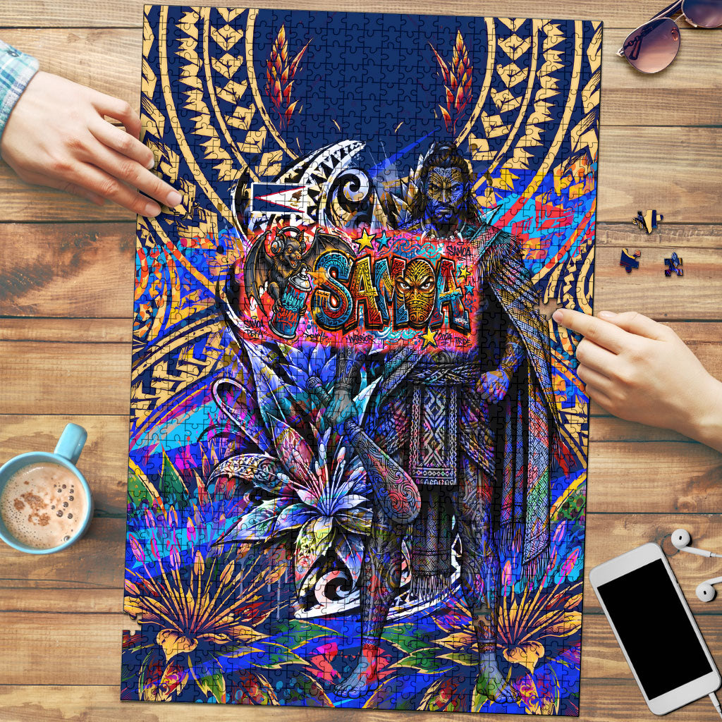 American Samoa Warrior Puzzle Polynesian Fruit Bat Talofa Urban Graffiti Street Art