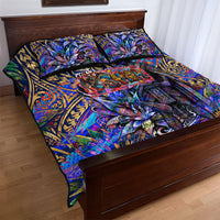 American Samoa Warrior Quilt Bed Set Polynesian Fruit Bat Talofa Urban Graffiti Street Art