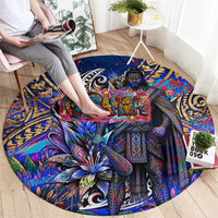 American Samoa Warrior Round Carpet Polynesian Fruit Bat Talofa Urban Graffiti Street Art