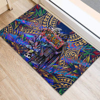 American Samoa Warrior Rubber Doormat Polynesian Fruit Bat Talofa Urban Graffiti Street Art