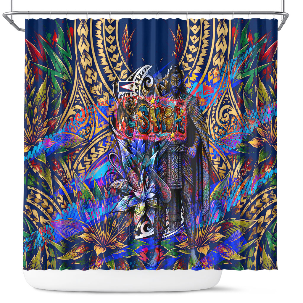 American Samoa Warrior Shower Curtain Polynesian Fruit Bat Talofa Urban Graffiti Street Art