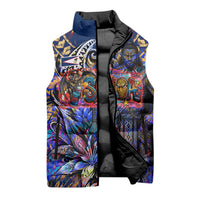 American Samoa Warrior Sleeveless Puffer Jacket Polynesian Fruit Bat Talofa Urban Graffiti Street Art