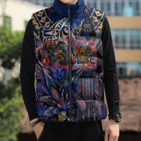 American Samoa Warrior Sleeveless Puffer Jacket Polynesian Fruit Bat Talofa Urban Graffiti Street Art