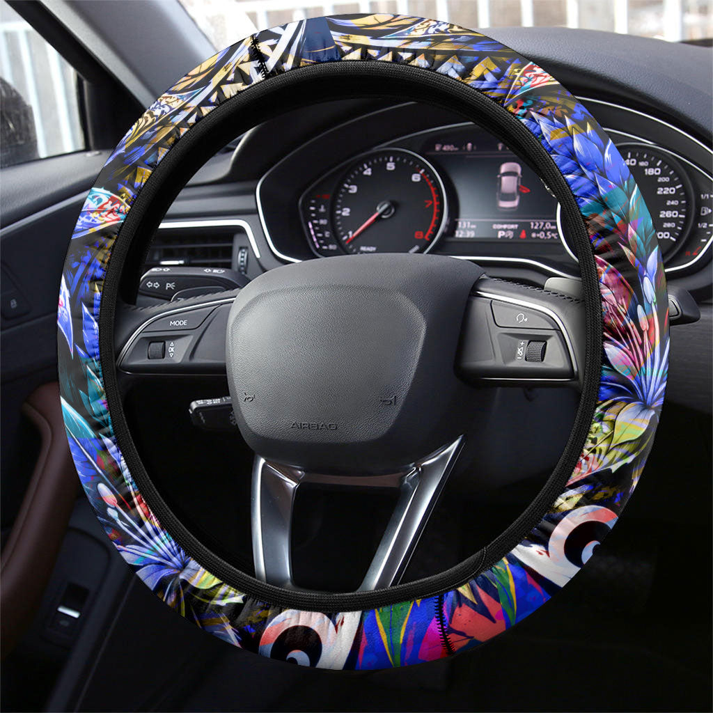 American Samoa Warrior Steering Wheel Cover Polynesian Fruit Bat Talofa Urban Graffiti Street Art