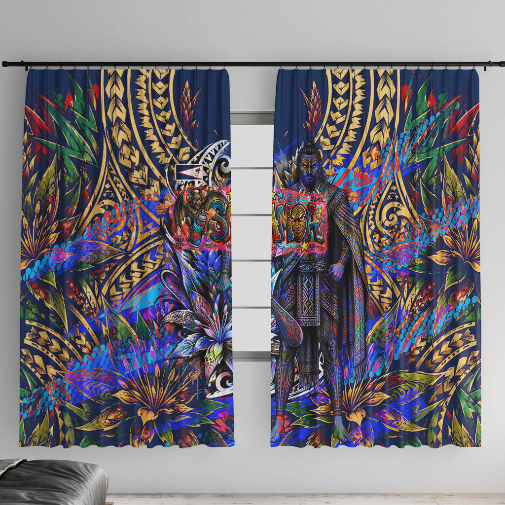 American Samoa Warrior Window Curtain Polynesian Fruit Bat Talofa Urban Graffiti Street Art