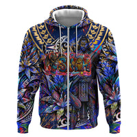 American Samoa Warrior Zip Hoodie Polynesian Fruit Bat Talofa Urban Graffiti Street Art