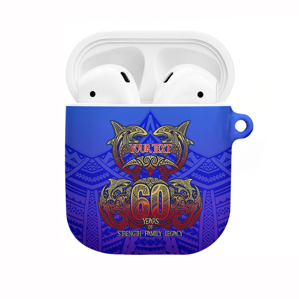 Personalized Polynesian 60th Birthday AirPods Case Polynesian Tribal Art Vintage Ocean Pattern