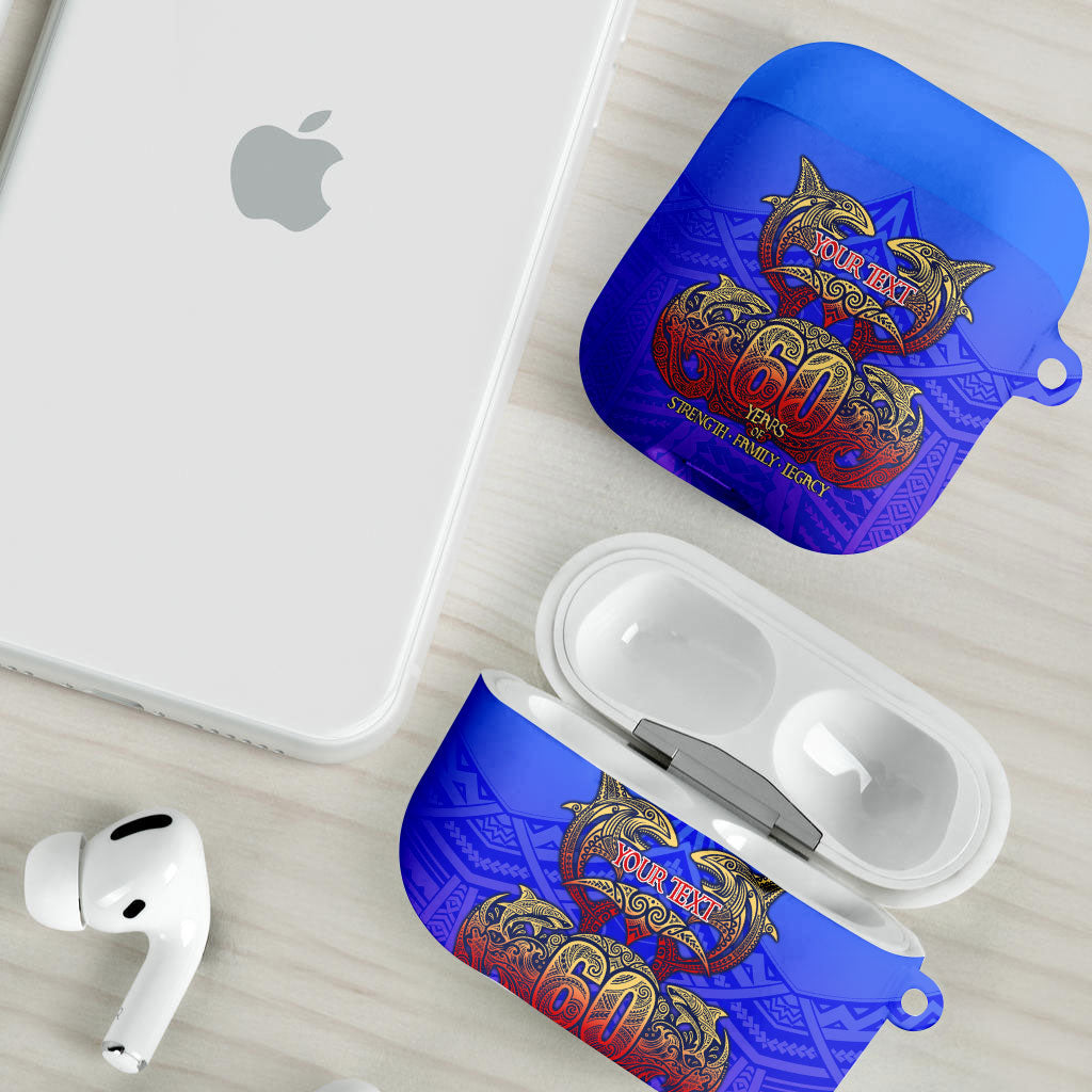 Personalized Polynesian 60th Birthday AirPods Case Polynesian Tribal Art Vintage Ocean Pattern