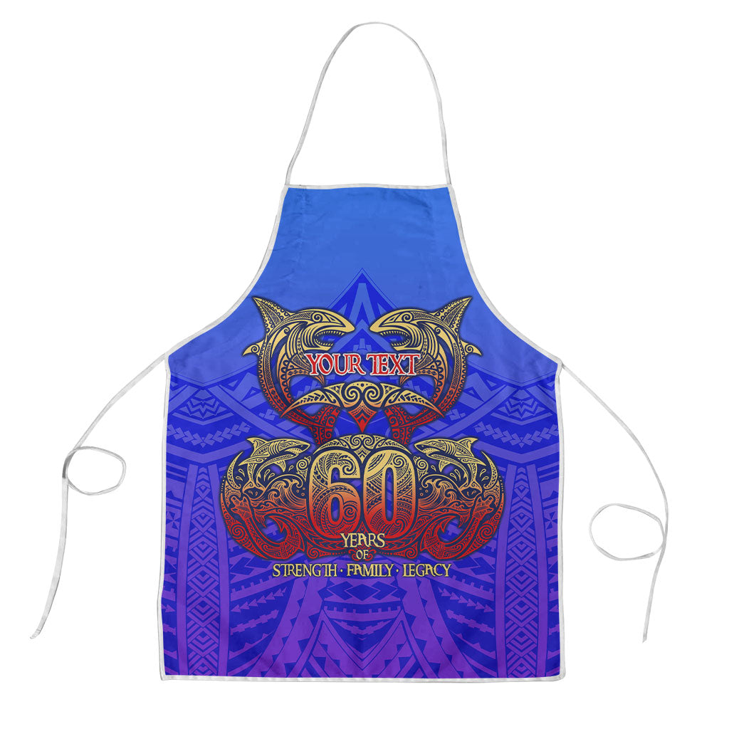 Personalized Polynesian 60th Birthday Apron Polynesian Tribal Art Vintage Ocean Pattern TS04 Blue Yellow - Polynesian Pride
