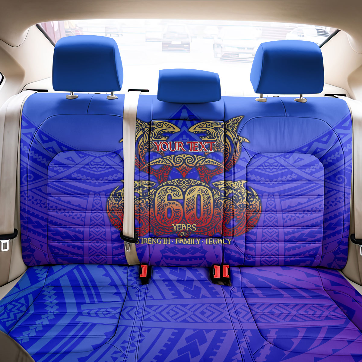 Personalized Polynesian 60th Birthday Back Car Seat Cover Polynesian Tribal Art Vintage Ocean Pattern TS04 - Polynesian Pride