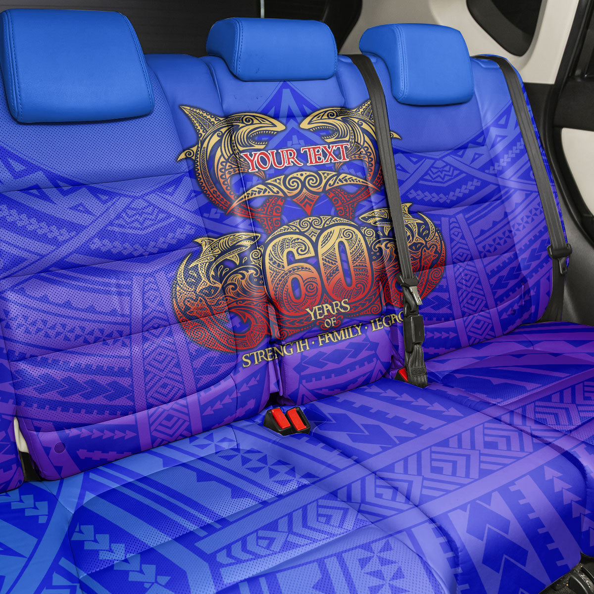 Personalized Polynesian 60th Birthday Back Car Seat Cover Polynesian Tribal Art Vintage Ocean Pattern TS04 - Polynesian Pride