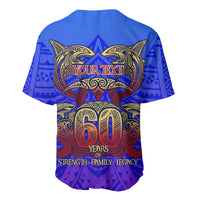 Personalized Polynesian 60th Birthday Baseball Jersey Polynesian Tribal Art Vintage Ocean Pattern