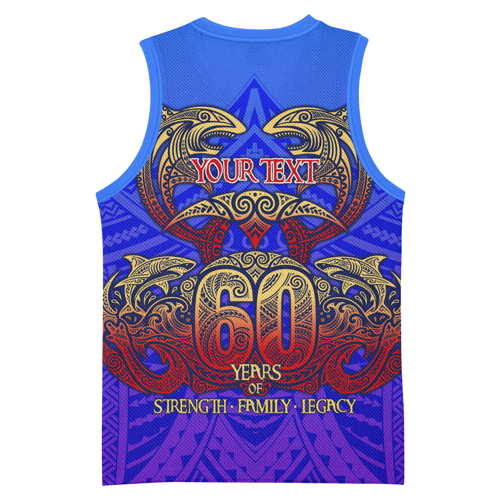 Personalized Polynesian 60th Birthday Basketball Jersey Polynesian Tribal Art Vintage Ocean Pattern TS04 - Polynesian Pride