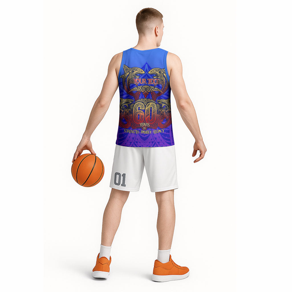 Personalized Polynesian 60th Birthday Basketball Jersey Polynesian Tribal Art Vintage Ocean Pattern TS04 - Polynesian Pride