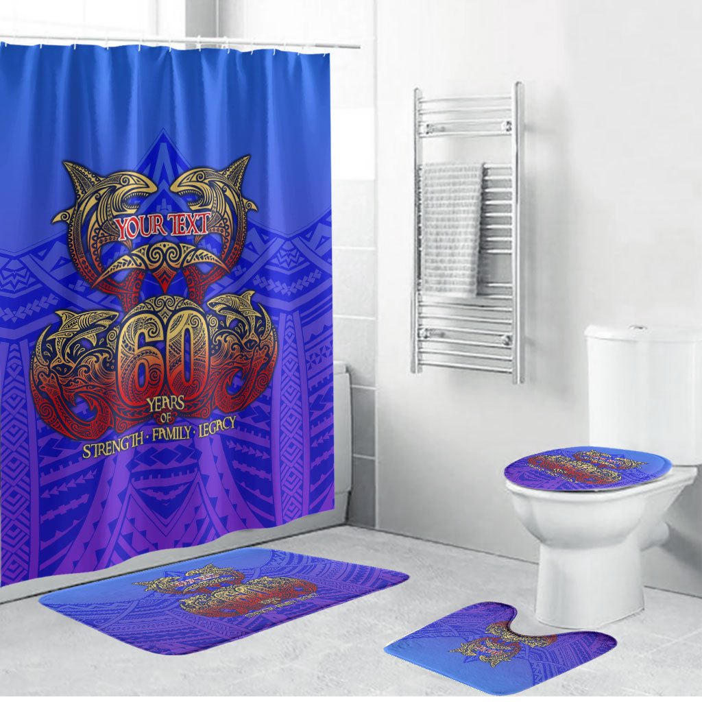 Personalized Polynesian 60th Birthday Bathroom Set Polynesian Tribal Art Vintage Ocean Pattern
