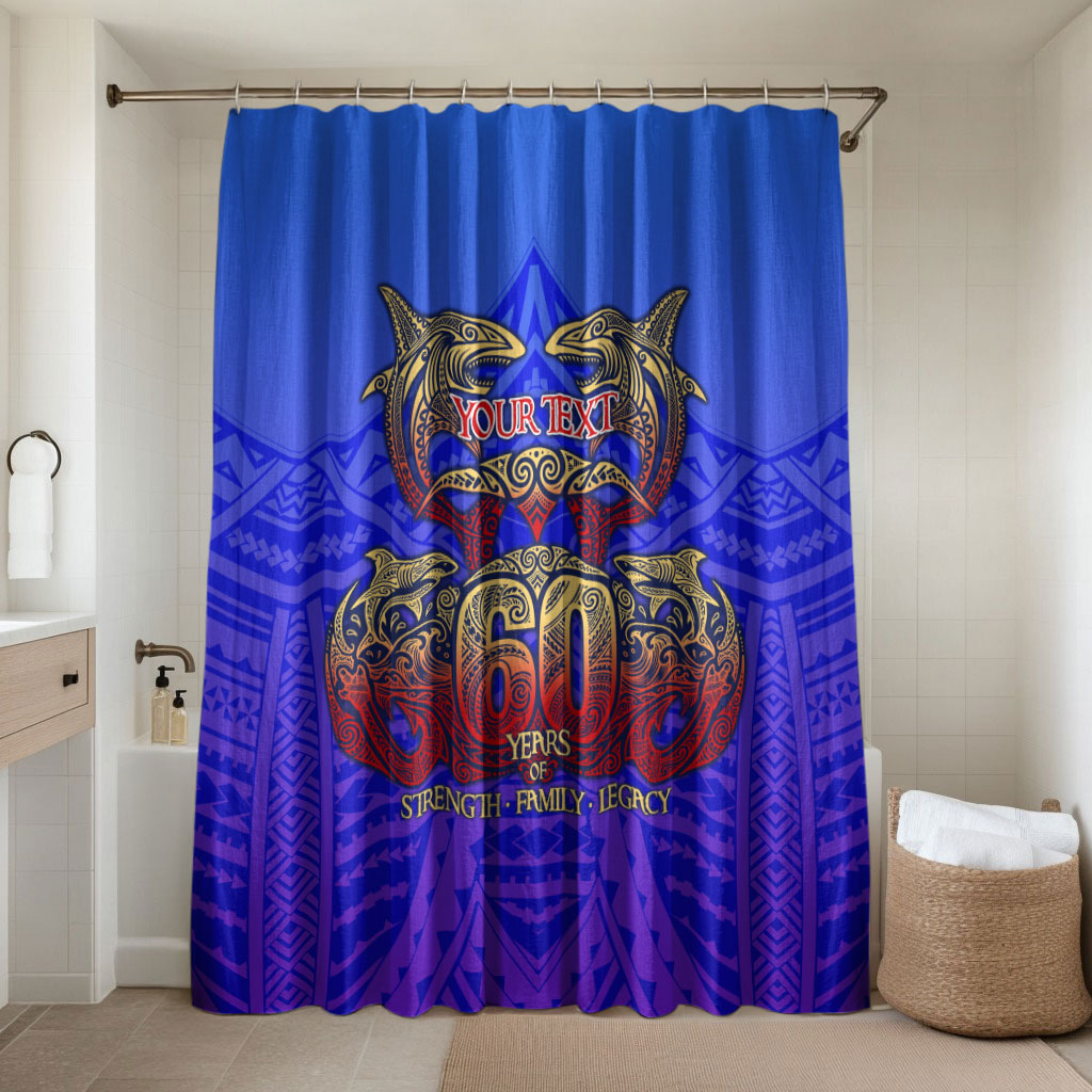 Personalized Polynesian 60th Birthday Bathroom Set Polynesian Tribal Art Vintage Ocean Pattern