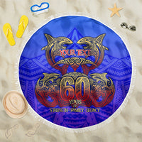 Personalized Polynesian 60th Birthday Beach Blanket Polynesian Tribal Art Vintage Ocean Pattern