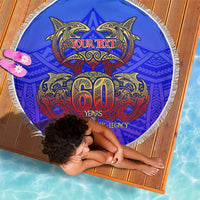 Personalized Polynesian 60th Birthday Beach Blanket Polynesian Tribal Art Vintage Ocean Pattern