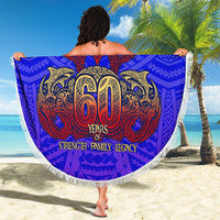 Personalized Polynesian 60th Birthday Beach Blanket Polynesian Tribal Art Vintage Ocean Pattern