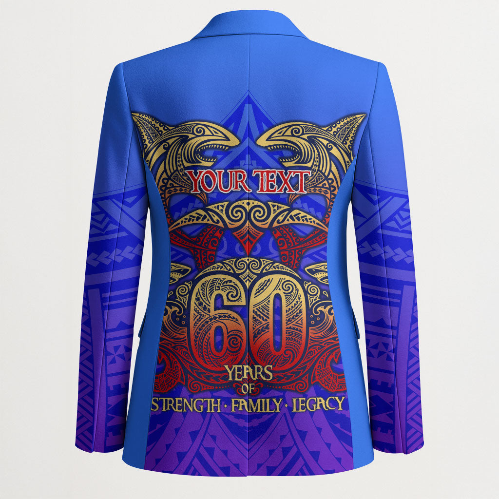Personalized Polynesian 60th Birthday Blazer Polynesian Tribal Art Vintage Ocean Pattern