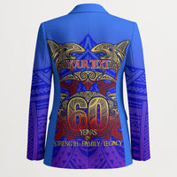 Personalized Polynesian 60th Birthday Blazer Polynesian Tribal Art Vintage Ocean Pattern