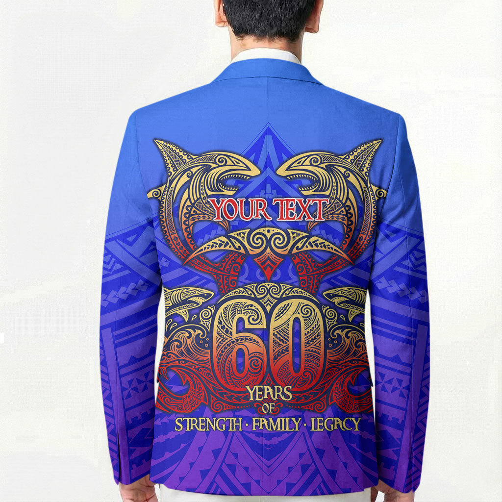 Personalized Polynesian 60th Birthday Blazer Polynesian Tribal Art Vintage Ocean Pattern