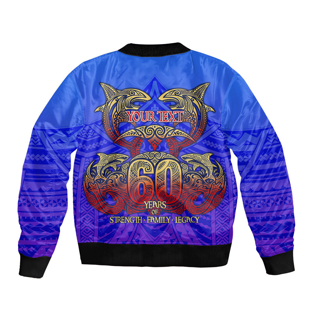 Personalized Polynesian 60th Birthday Bomber Jacket Polynesian Tribal Art Vintage Ocean Pattern TS04 - Polynesian Pride