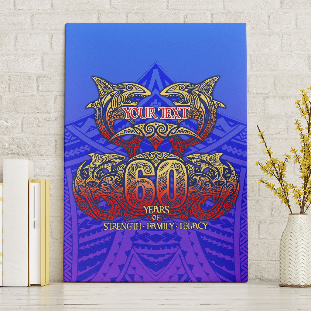 Personalized Polynesian 60th Birthday Canvas Wall Art Polynesian Tribal Art Vintage Ocean Pattern