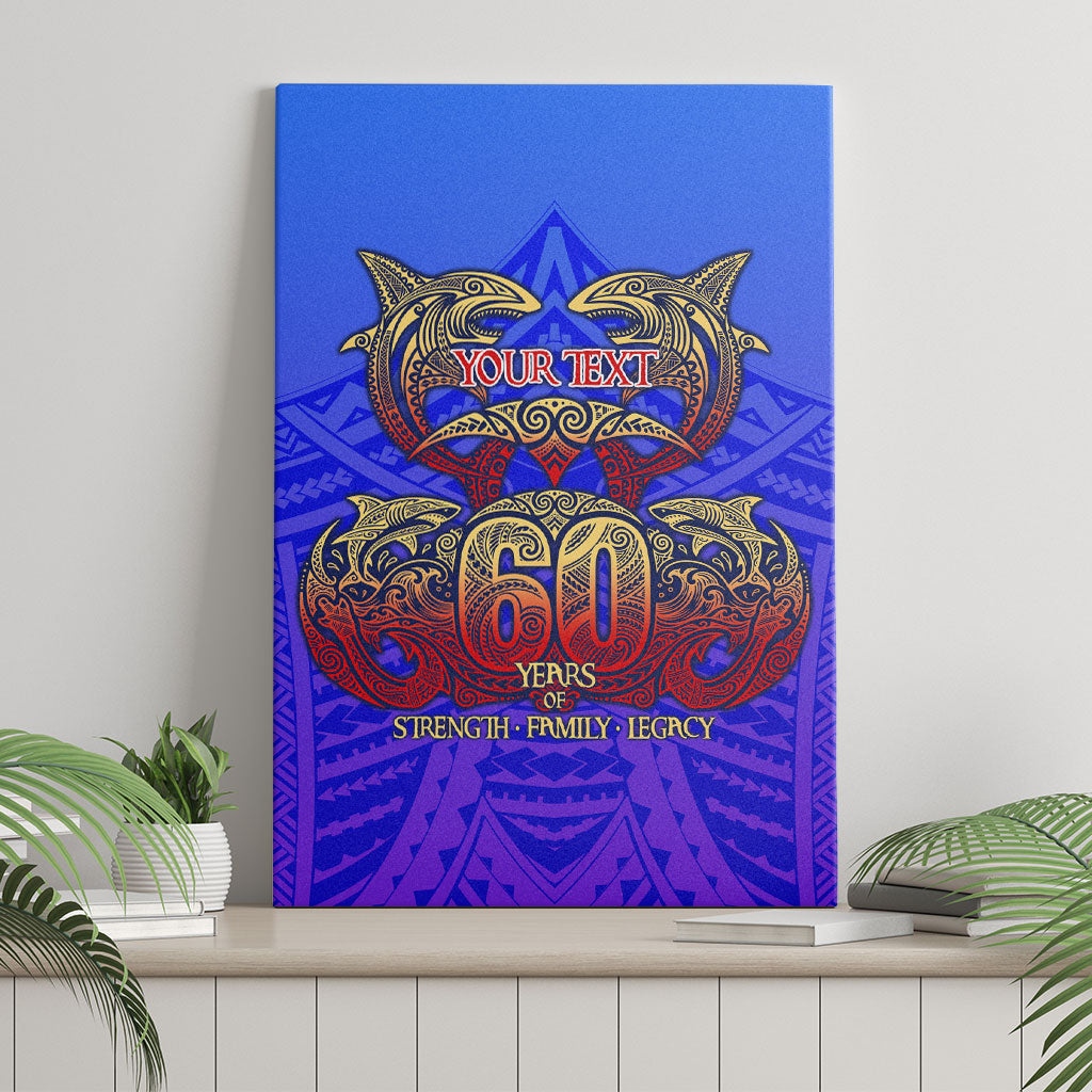 Personalized Polynesian 60th Birthday Canvas Wall Art Polynesian Tribal Art Vintage Ocean Pattern