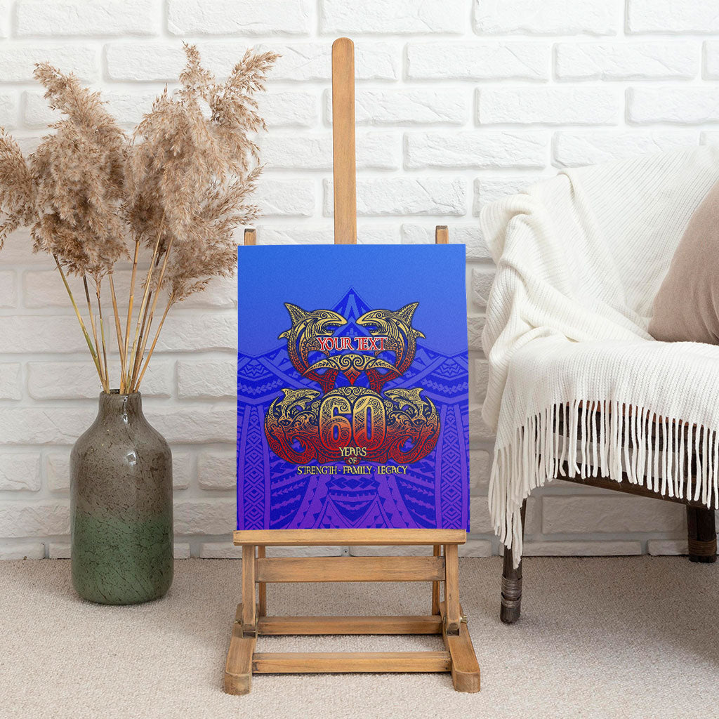 Personalized Polynesian 60th Birthday Canvas Wall Art Polynesian Tribal Art Vintage Ocean Pattern