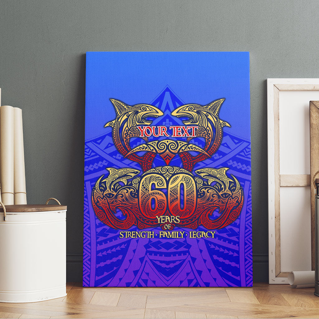 Personalized Polynesian 60th Birthday Canvas Wall Art Polynesian Tribal Art Vintage Ocean Pattern