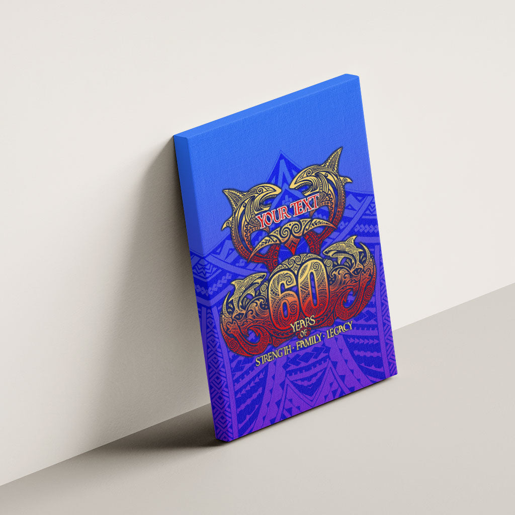 Personalized Polynesian 60th Birthday Canvas Wall Art Polynesian Tribal Art Vintage Ocean Pattern