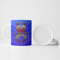 Personalized Polynesian 60th Birthday Ceramic Mug Polynesian Tribal Art Vintage Ocean Pattern