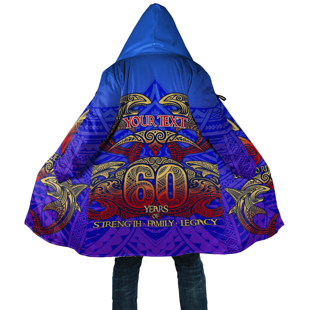 Personalized Polynesian 60th Birthday Cloak Polynesian Tribal Art Vintage Ocean Pattern