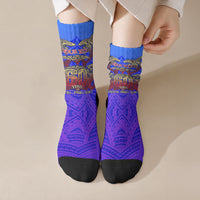 Personalized Polynesian 60th Birthday Crew Socks Polynesian Tribal Art Vintage Ocean Pattern