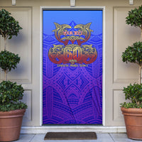 Personalized Polynesian 60th Birthday Door Cover Polynesian Tribal Art Vintage Ocean Pattern