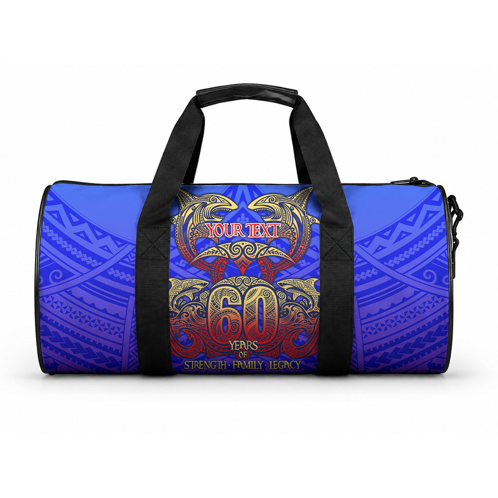 Personalized Polynesian 60th Birthday Duffle Bag Polynesian Tribal Art Vintage Ocean Pattern
