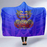 Personalized Polynesian 60th Birthday Hooded Blanket Polynesian Tribal Art Vintage Ocean Pattern