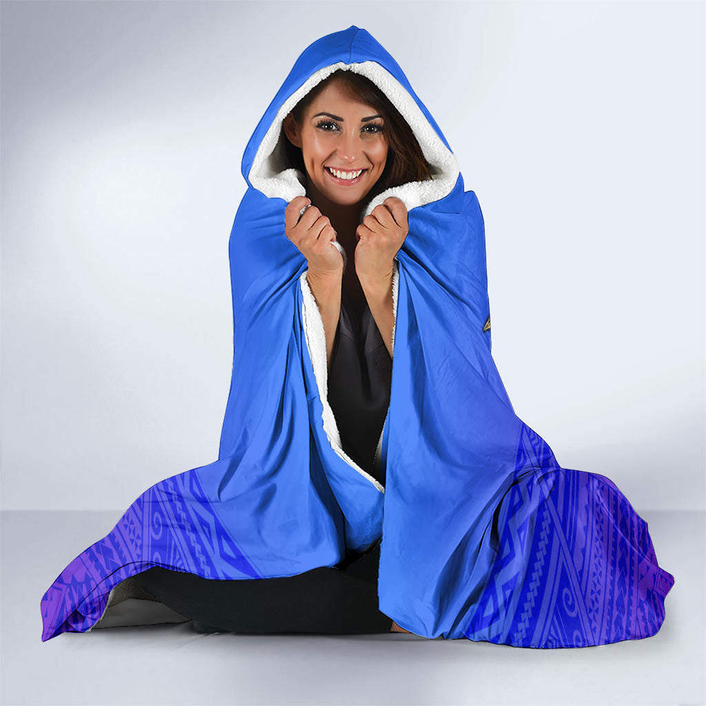 Personalized Polynesian 60th Birthday Hooded Blanket Polynesian Tribal Art Vintage Ocean Pattern