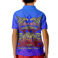 Personalized Polynesian 60th Birthday Kid Polo Shirt Polynesian Tribal Art Vintage Ocean Pattern TS04 - Polynesian Pride