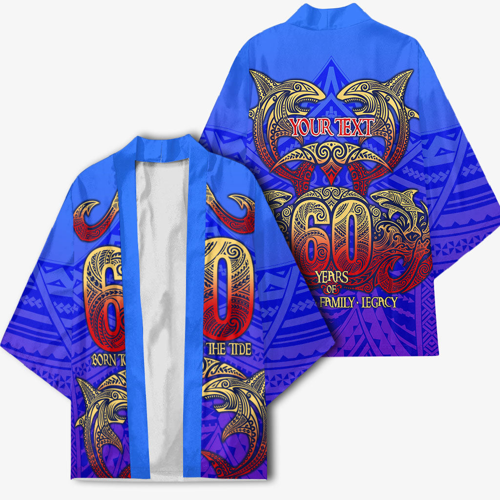 Personalized Polynesian 60th Birthday Kimono Polynesian Tribal Art Vintage Ocean Pattern