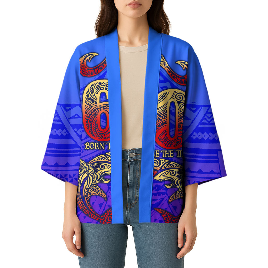 Personalized Polynesian 60th Birthday Kimono Polynesian Tribal Art Vintage Ocean Pattern
