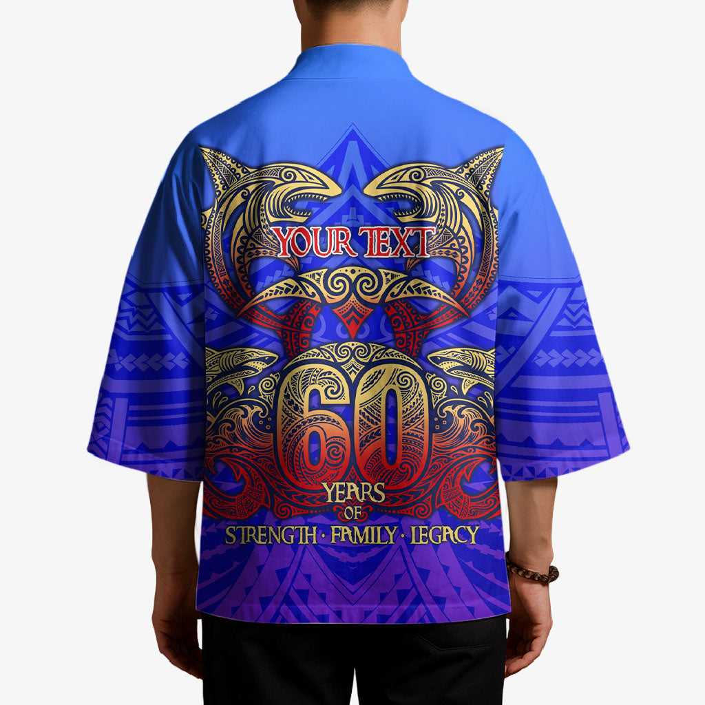 Personalized Polynesian 60th Birthday Kimono Polynesian Tribal Art Vintage Ocean Pattern