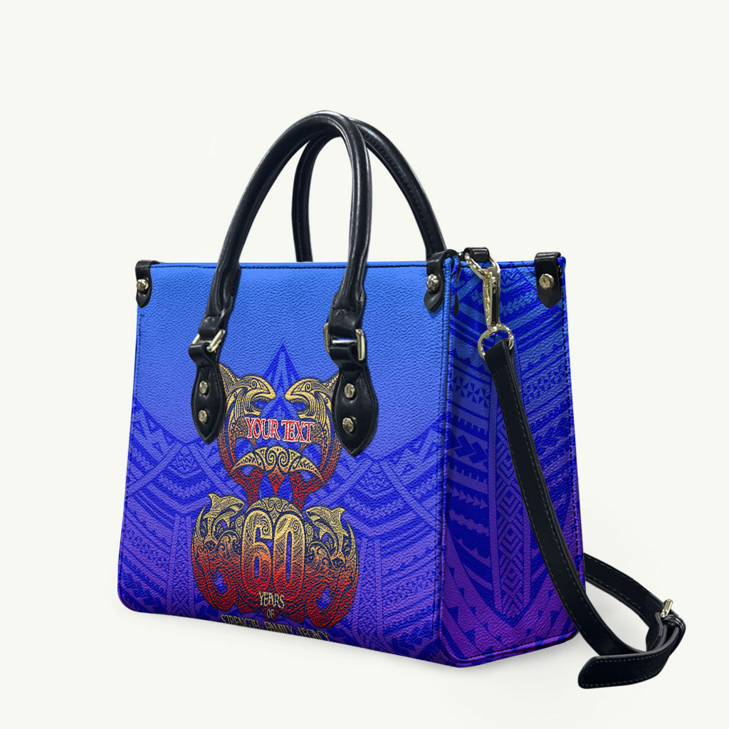 Personalized Polynesian 60th Birthday Leather Bag Polynesian Tribal Art Vintage Ocean Pattern
