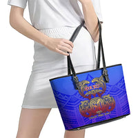 Personalized Polynesian 60th Birthday Leather Tote Bag Polynesian Tribal Art Vintage Ocean Pattern