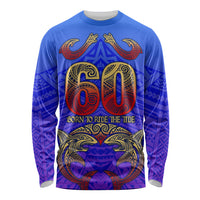 Personalized Polynesian 60th Birthday Long Sleeve Shirt Polynesian Tribal Art Vintage Ocean Pattern