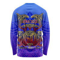 Personalized Polynesian 60th Birthday Long Sleeve Shirt Polynesian Tribal Art Vintage Ocean Pattern