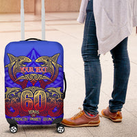 Personalized Polynesian 60th Birthday Luggage Cover Polynesian Tribal Art Vintage Ocean Pattern TS04 Blue Yellow - Polynesian Pride