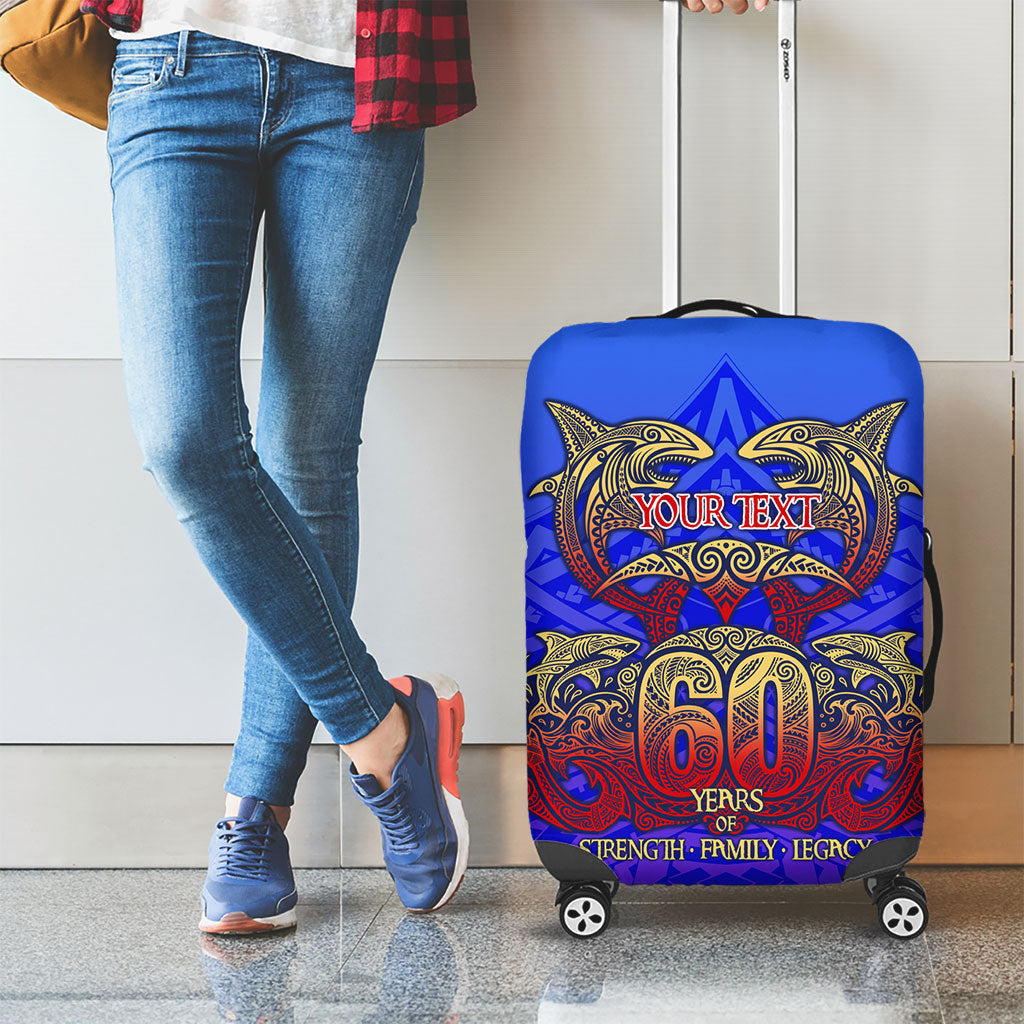 Personalized Polynesian 60th Birthday Luggage Cover Polynesian Tribal Art Vintage Ocean Pattern TS04 - Polynesian Pride