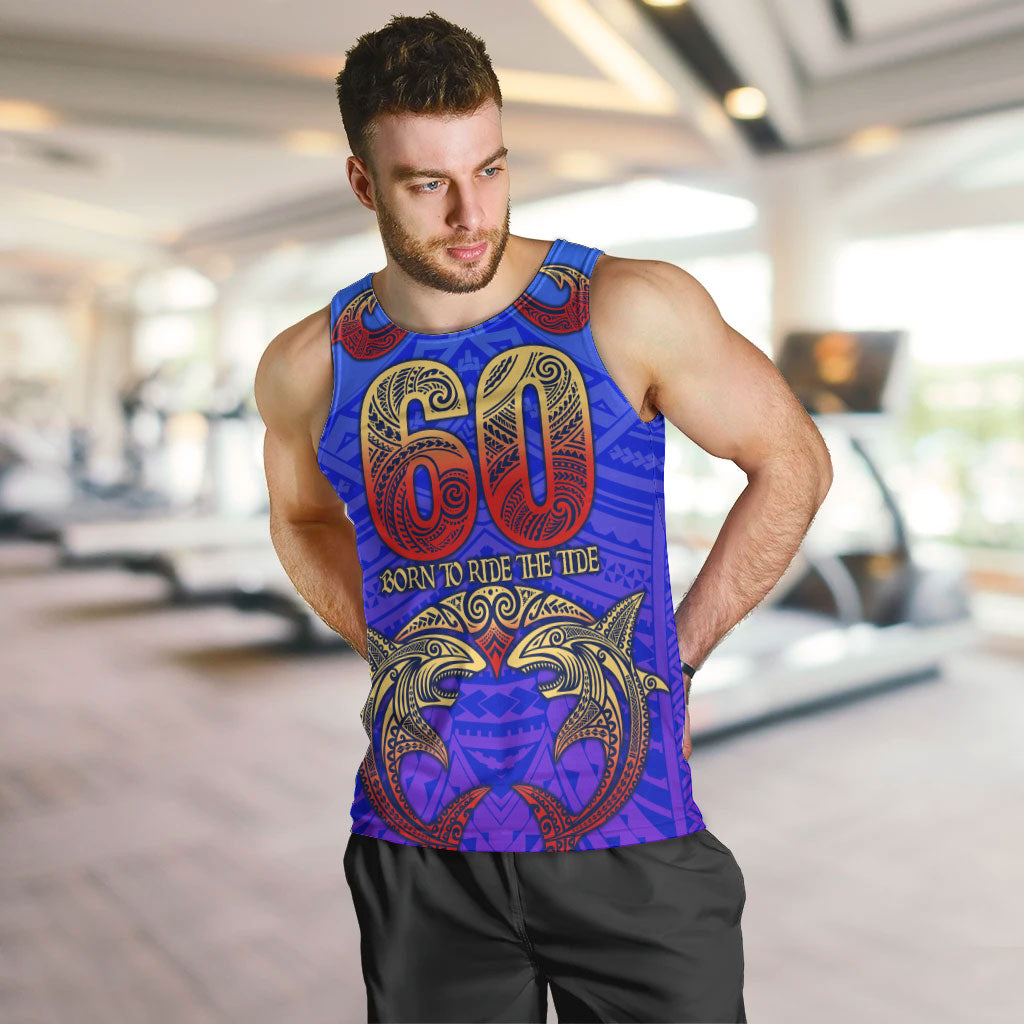 Personalized Polynesian 60th Birthday Men Tank Top Polynesian Tribal Art Vintage Ocean Pattern